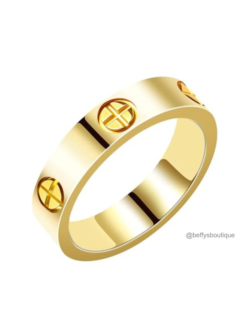 18K Gold Plated Stainless Steel Cubic Zirconia Promise Ring Wedding Band